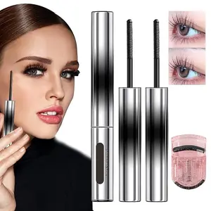 Iron Wand Mascara, Metal Wand Mascara, Metal Mascara Wand, Bristles Metal Mascara, Metal Wand Mascara, Mascara Black Volume and Length, Smudge Proof (2pcs,black)