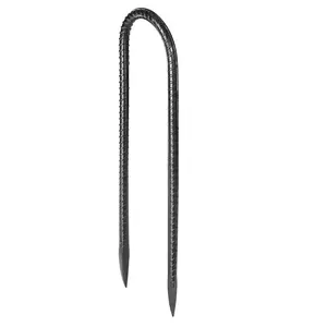 【FathersDayGift】 VEVOR 12-Piece 10-Inch Galvanized Steel Rebar Stakes, Heavy-Duty 0.32 in Diameter U-Shape Ground Anchors with Chisel Point End & Rustproof Coating, for Gardening Support, Fence