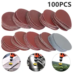100pcs Sanding Discs 2 Inch Round Alumina Sanding Pads 80-3000 Grit Sanding Paper Flocked Sanding Sheet Polishing Sandpaper for Metal Wood Glass Car