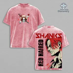 Limited Retro Limited Shanks Red One Piece Vintage Unisex Oversized Anime Graphic Tee Y2K Double Printed Acid Washed Cotton T-Shirt Streetwear, Outfits Men Top Manga Game Movie Gift Lover Merch