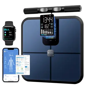 Tychesy 8-Electrode Smart Body Fat Scale with Handle | Segmental Body Composition Analyzer | 20+    Metrics | Large LED Display