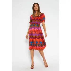 Matilda Retro Print Midi Dress