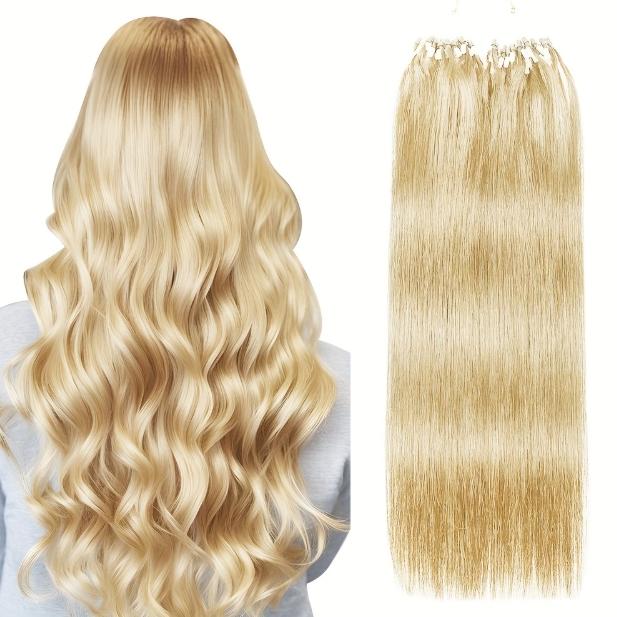 "Micro Loop Human Hair Extensions for Women & Girls, 12-28 Inch 30G 50 Strands, Red Blonde Silky Soft, Undetectable & Comfortable, No Tangle No Shedding for Glamorous Natural Looks "	