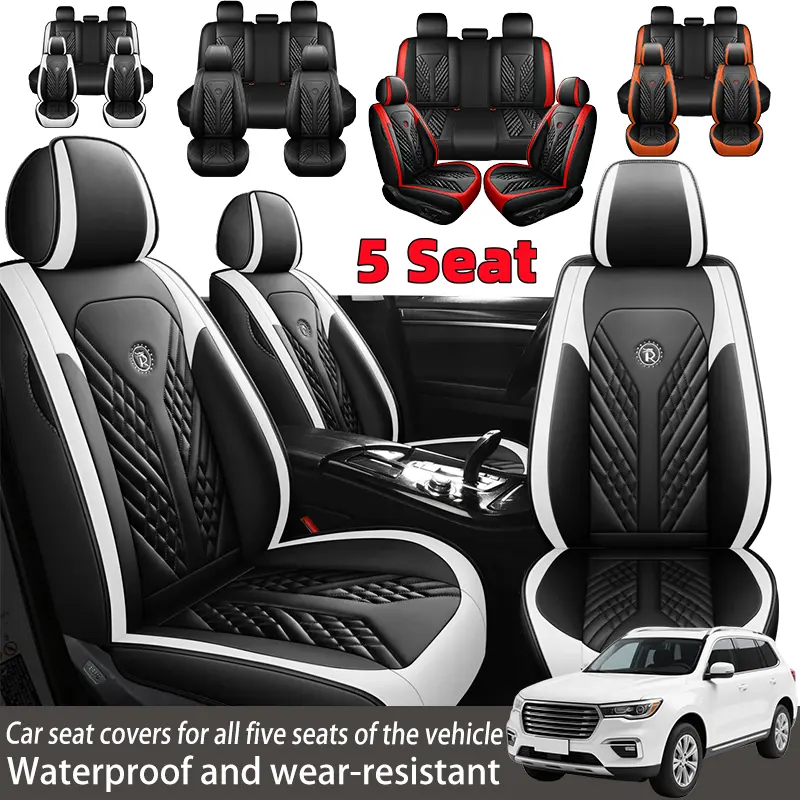 Waterproof PU Leather Car Seat Covers for 5 Seats - Wear-Resistant, Soft & Comfortable Vehicle Interior Cushions, Car Seat Cushions