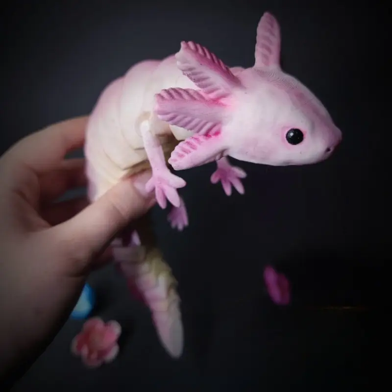 Flexible Jointed 3D Printed Axolotl Statue, Rich Expressive Eyes, Moving Legs, Christmas Gift, Vintage Future Design, Durable Plastic Sculpture, Figurine