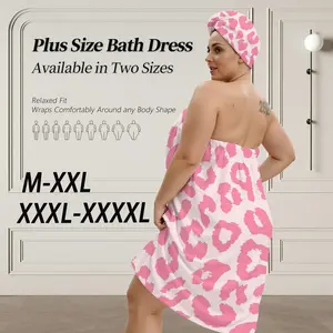 Women's Full Size Bathrobe Set with Dry Hair Cap, Wearable Towel Dress + Dry Hair Hat Combo, Hair Turban Towel, Super Absorbent Quick Drying, Spa Travel Essential