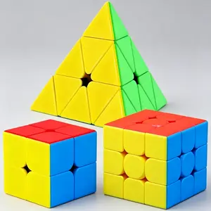 MoYu MeiLong Speed Cube Set 2x2 3x3 Pyramid Stickerless Magic Cube Bundle Smooth Turning Brain Teaser Puzzle Toy for Kids Adults