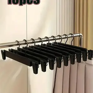 10 Plastic Anti-Slip Hooks, Durable Space Saving Hangers for Skirts/pants, Home and Retail Use, Expandable Multicolor Clips