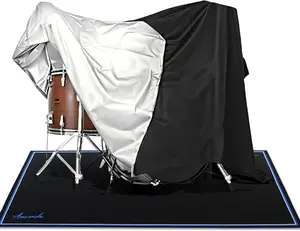 Drum Set Covers Waterproof with Fix Strap Compatible with Drum Rug Mat, 8x6.6 ft Large 420D Oxford Cover for Electric Drum Kit, 88 Keys Piano Keyboard, Treadmill, Spinning, Apartment, Garage.