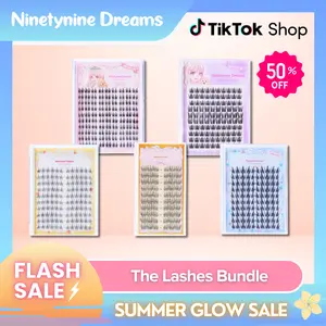 Ninetynine Dreams 470PCs Lashes Bundle - Double Tower, Easy 3 Step, Sunflower, Idol, Fantasy | Waterproof Long-Lasting & Reusable Beginner-Friendly DIY Eyelash Clusters Ultra-Thin Band Anime Manhua Style Mix of Natural & Dramatic Individual False Lashes