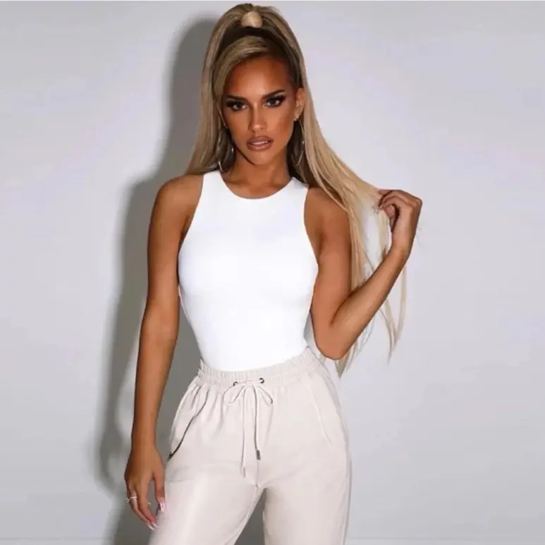 Thique Bodysuit Tops Aesthetic Womenswear Basic - Elegant Form-Fitting Sleeveless Black Nude White Minimalist Outfit for Sexy Silhouette