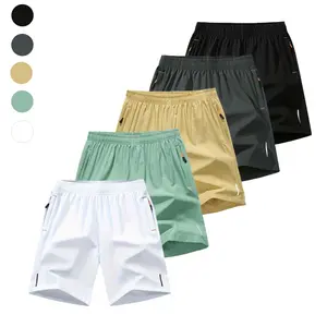 Men's 5-Pack Quick-Dry Athletic Shorts - Lightweight Breathable Running Gym Shorts with Zipper Pockets, Trendy 2026 Summer Activewear
