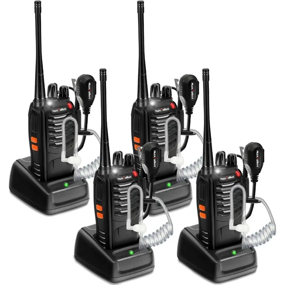 Rechargeable Walkie Talkies Long Range:MT-8S Walkie Talkie with Earpiece, Flashlight, VOX 1500mAh Battery, Walkie Talkies for Adults Business, Hunting Camping Essentials, 4 Pack