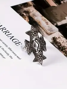 Stylish Stainless Steel Star Ring for Men, Statement Multi Ring, Non-Fading Overlapping Rock Style, Trendy Finger Ring Suitable for Daily Wear