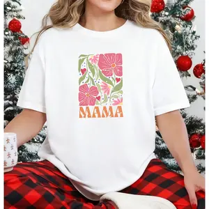 Custom Mama with Kids Name T-shirt, Holding Mother's Hand Tee, Floral Mama Shirt, Mother's Day Sweatshirt, Mom Family Trip Hoodie