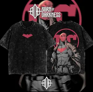 BornOfDarkness-Crimson Knight Emblem Tee – Dark Oversized Graphic T-shirt, Vigilante-Inspired, Streetwear Daily Fit, TikTok ApprovedFun Comic-Inspired Unisex Outfit, Retro Fan Gift ,comic tshirt ,graphic tee, dailywear, men gift,hero shirt