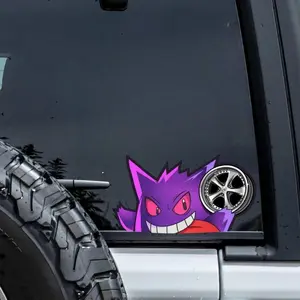 Gengar Peeking Sticker, Funny Gift Waterproof Glossy Sticker, Decal for Laptop, Water Bottle, Car, Gamer Gift