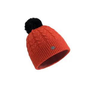 Snowflake Neutral Orange Pompom Beanie