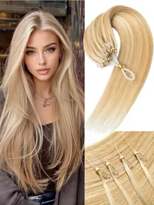 50 Strands Invisible Micro Nano Bead Micro Ring Loop Human Hair Extensions Suitable for - Thick Volume Hair Add, Look, Clip-In/Clip-Out, Daily Wear & for Gift