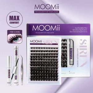 SIREN MOOMii Voluminous Downy 3D W-Shape Mixed Eyelash Clusters, D Curl 8-18mm Cosmetic False Lashes with Bond & Seal, Ultra-Soft Thin Band, Waterproof, Beginner-Friendly for At-Home Bold Dramatic Makeup, Daily Gift