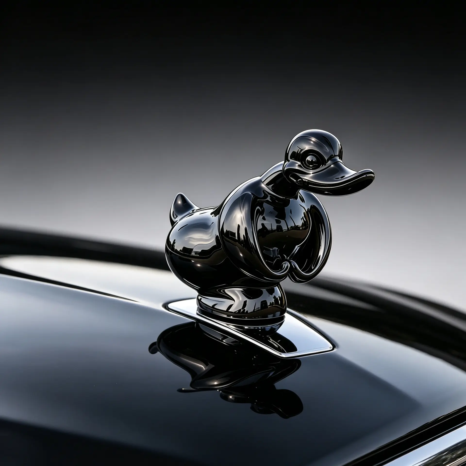 Gloss Chrome 3D Duck Figurine, Dual Use Ornament for Car Hood Decor & Home Desktop Decoration