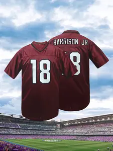 Men's Burgundy American Football Jersey, Loose Breathable Comfort Arizona Football T-Shirt, Embroidered Letters and Number, Casual Short Sleeve Sportswear, Jersey Shirts