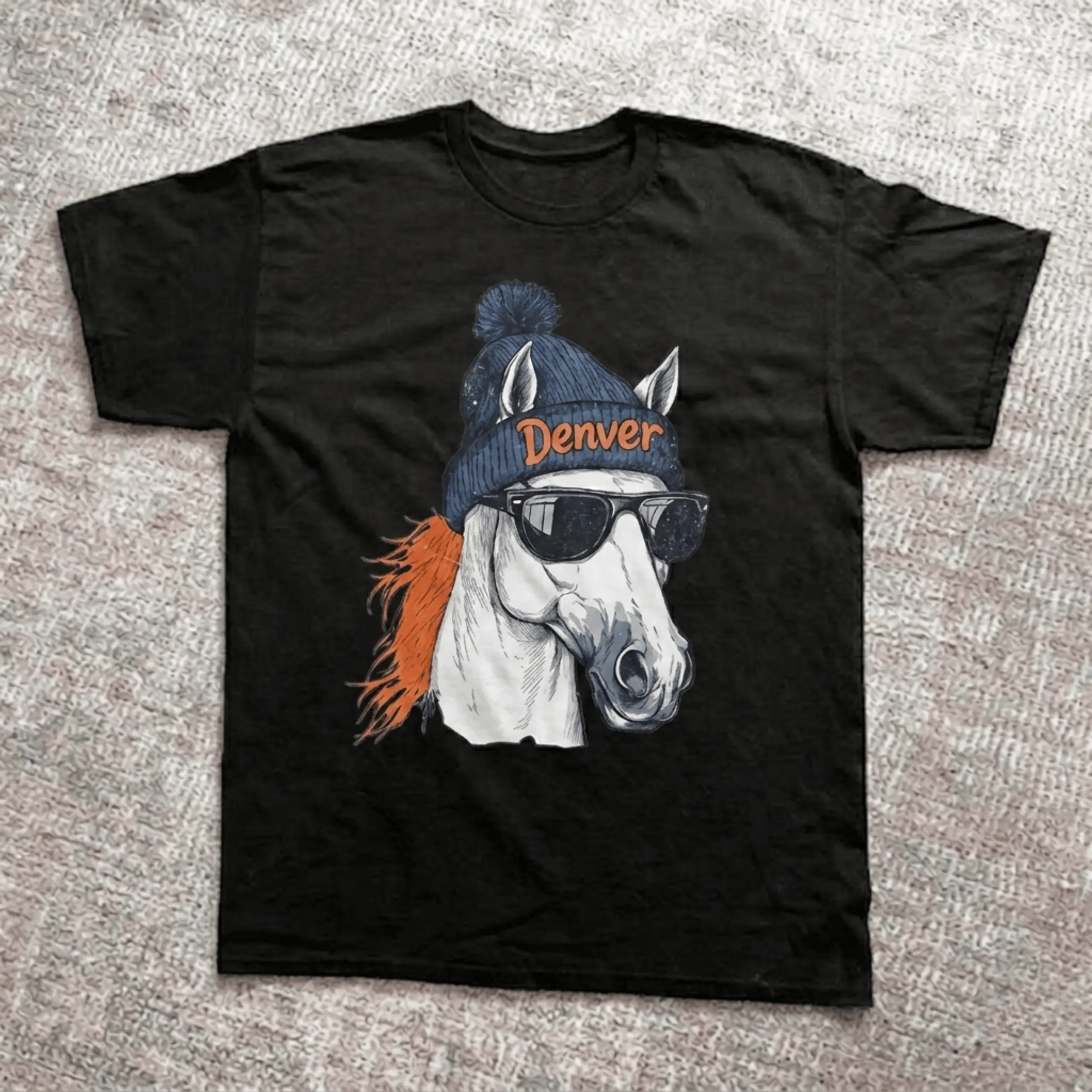 Denver Football Mascot Vintage Graphic Tees, Miles Thunder Mascot Tshirt, Funny T-Shirt, Unisex Rugby Gift Shirts Top Menswear Womenswear Streetwear