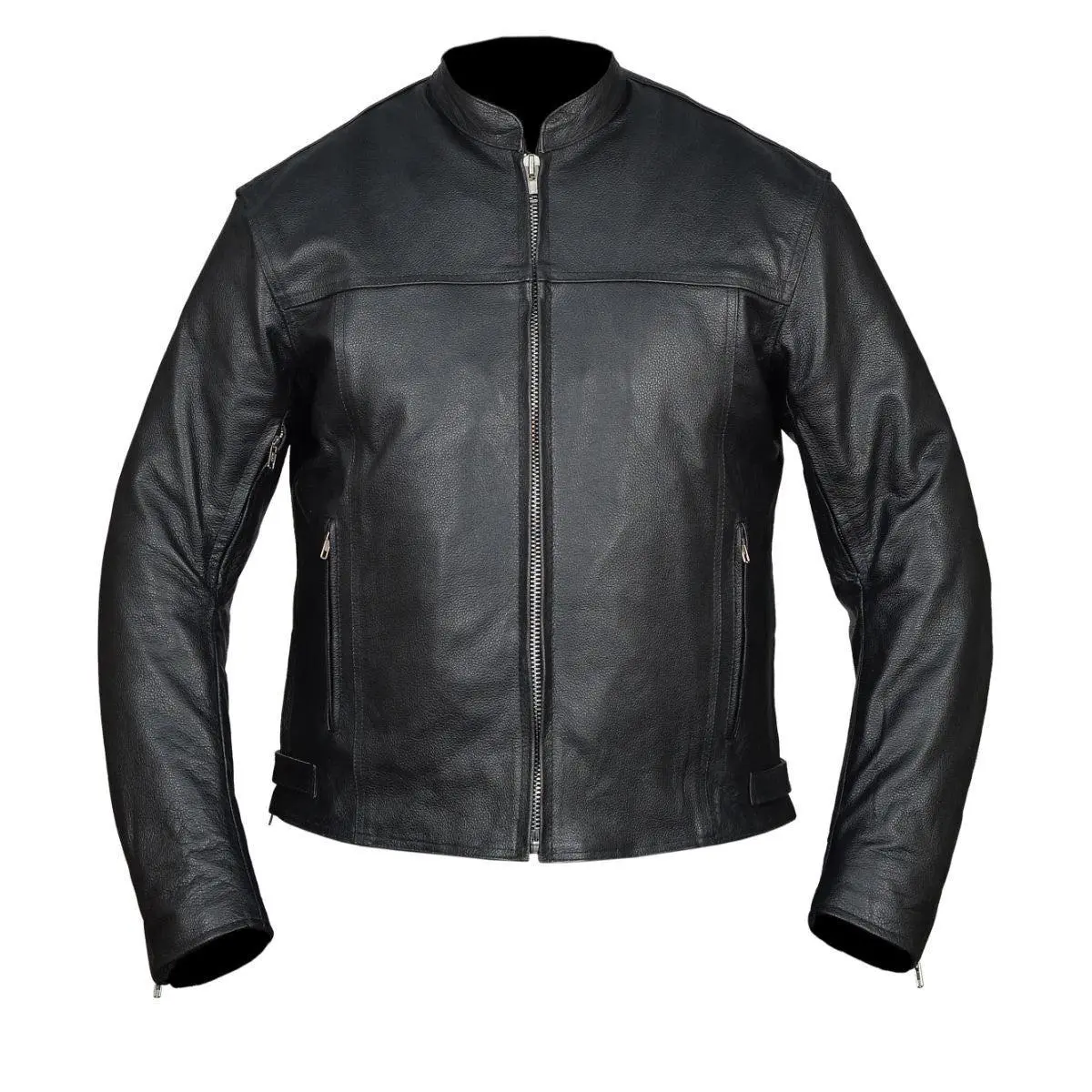 High Mileage Mens Advanced Clean Concealed Carry Black Cowhide Leather Motorcycle Riding Jacket