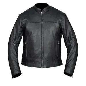 High Mileage Mens Advanced Clean Concealed Carry Black Cowhide Leather Motorcycle Riding Jacket
