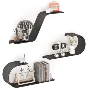 Black Floating Shelves Set of 3, Black Decor, Mounted Floating Shelf, Long Wall Shelf, Large Wall Shelves for Bedroom,, Living Room
