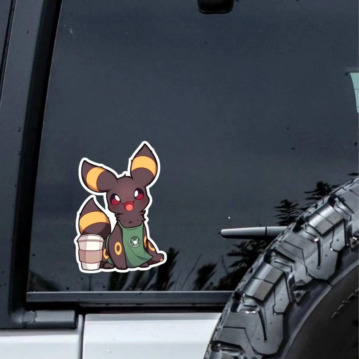 Umbreon Waterproof Anime Sticker, Cute Eeveelution Cafe Kawaii Peeker Sticker, Waterproof Vinyl Decal for Laptop, Water Bottle, Car, Gamer Gift