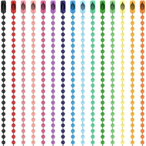 150 count Colored Ball Bead Chains, Metal Ball Chain Necklace 2.4mm Beaded Chain with Connectors for  Tag Making DIY Craft   Hanging Christmas Ornaments