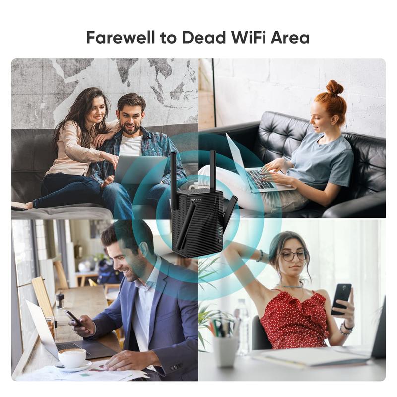 WiFi Extenders AC2100 Signal Booster for Home, 2100 Mbps, WiFi Range Extender, Rockspace, WiFi Repeater, Wireless Extender for Home, 5G&2.4G Dual Band, Gigabit Port&WPS Button, 360 Degree Full Coverage