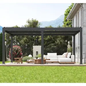 YJ-Garvee Louvered Pergola - 10'x20' Outdoor Pergolas with Adjustable Louvered Roof, Reinforced Aluminum Frame, Integrated Drainage System, Outdoor Gazebo for Deck, Patio, Backyard and GardenGrey