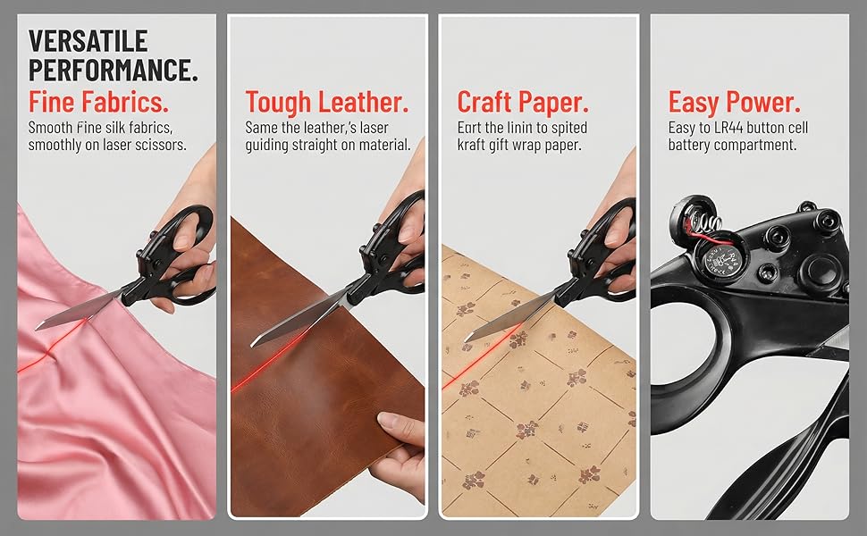 PROFESSIONAL LASER GUIDED SEWING SCISSORS FOR HOME CRAFT WRAPPING GIFT FABRIC SEWING CUT STRAIGHT FAST FOR FABRIC PAPER CRAFTS | UPGRADED ERGONOMIC HANDLE