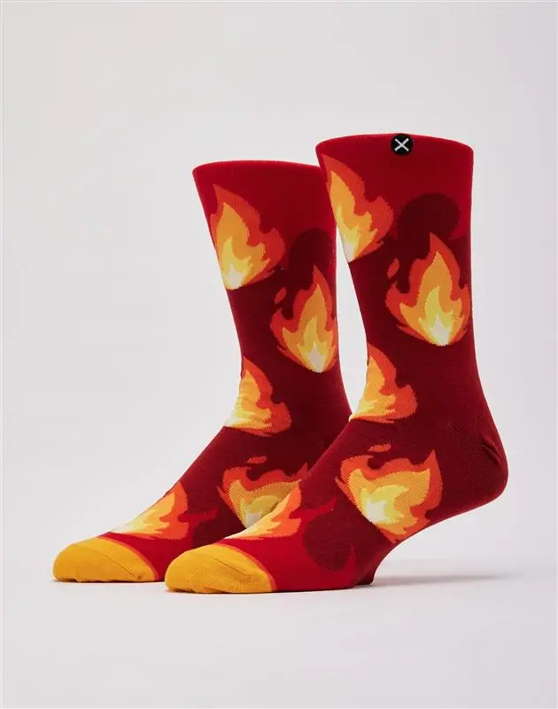 Mens Odd Sox Fire Emoji Crew Socks