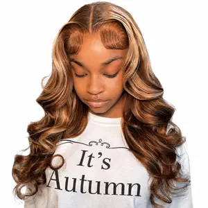 {59.99=22 inch} 13x4 Body Wave Honey blonde Lace Front Wig  Human Hair 180% Density HD Transparent Lace Frontal Wigs For black women