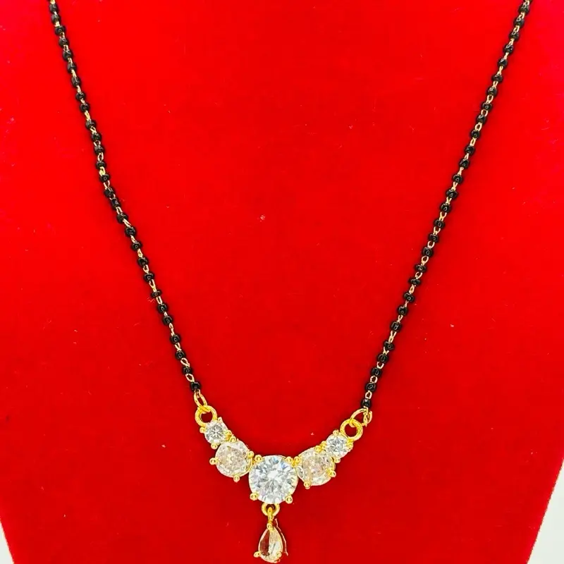 Daily wear Nepali Mangalsutra with black Potey