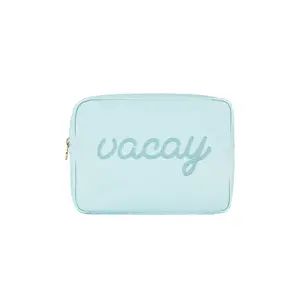 Stoney Clover Lane Sky Vacay Embroidered Large Pouch in Sky