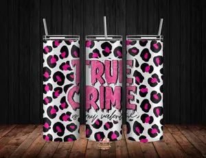 True Crime Valentine 20oz Skinny Tumbler with Straw and Lid - Reusable and Washable Stainless Steel - Drinkware, Bottle Flasks Portable holiday tumblers stitch cup sublimation tumbler Bottled Mug