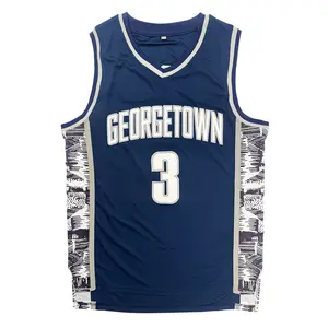 Men's 2025 HOYAS GEORGETOWN 3 IVERSON basketball jersey Sewing embroidery Retro basketball uniform big size Sleeveless training suit Mesh breathable Outdoor sportswear basketball jerseys for men Dark Blue Grey Cheap High Quality Accept mixed wholesale