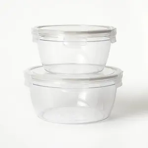 4pc (set of 2) 8.5 Cup and 14 Cup Tritan Plastic Round Food Storage Container Set with Lids Clear