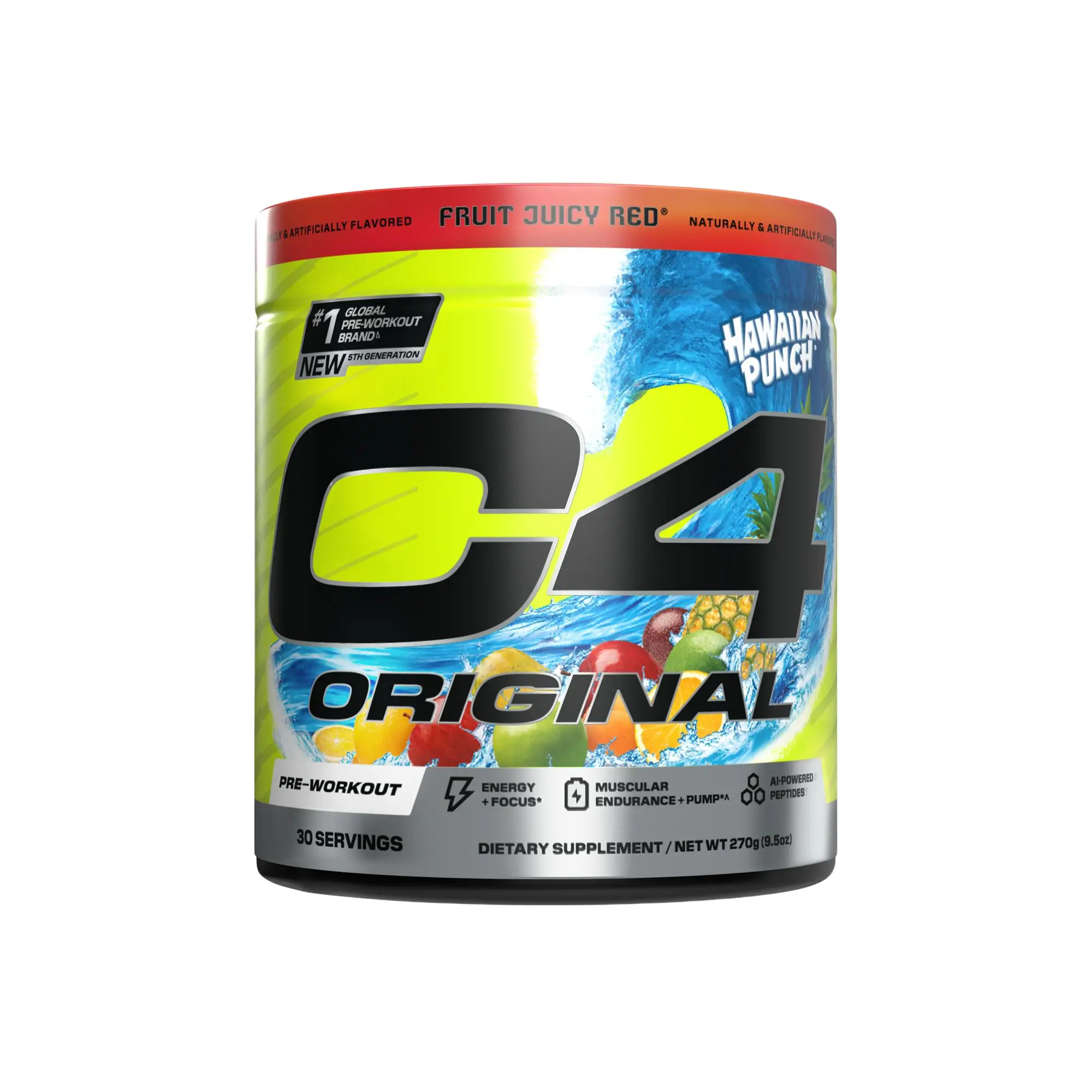 C4 Original Pre Workout Powder Hawaiian Punch Fruit Juicy Red - Sugar Free Preworkout Energy for Men & Women - 200mg Caffeine + Beta Alanine + Creatin