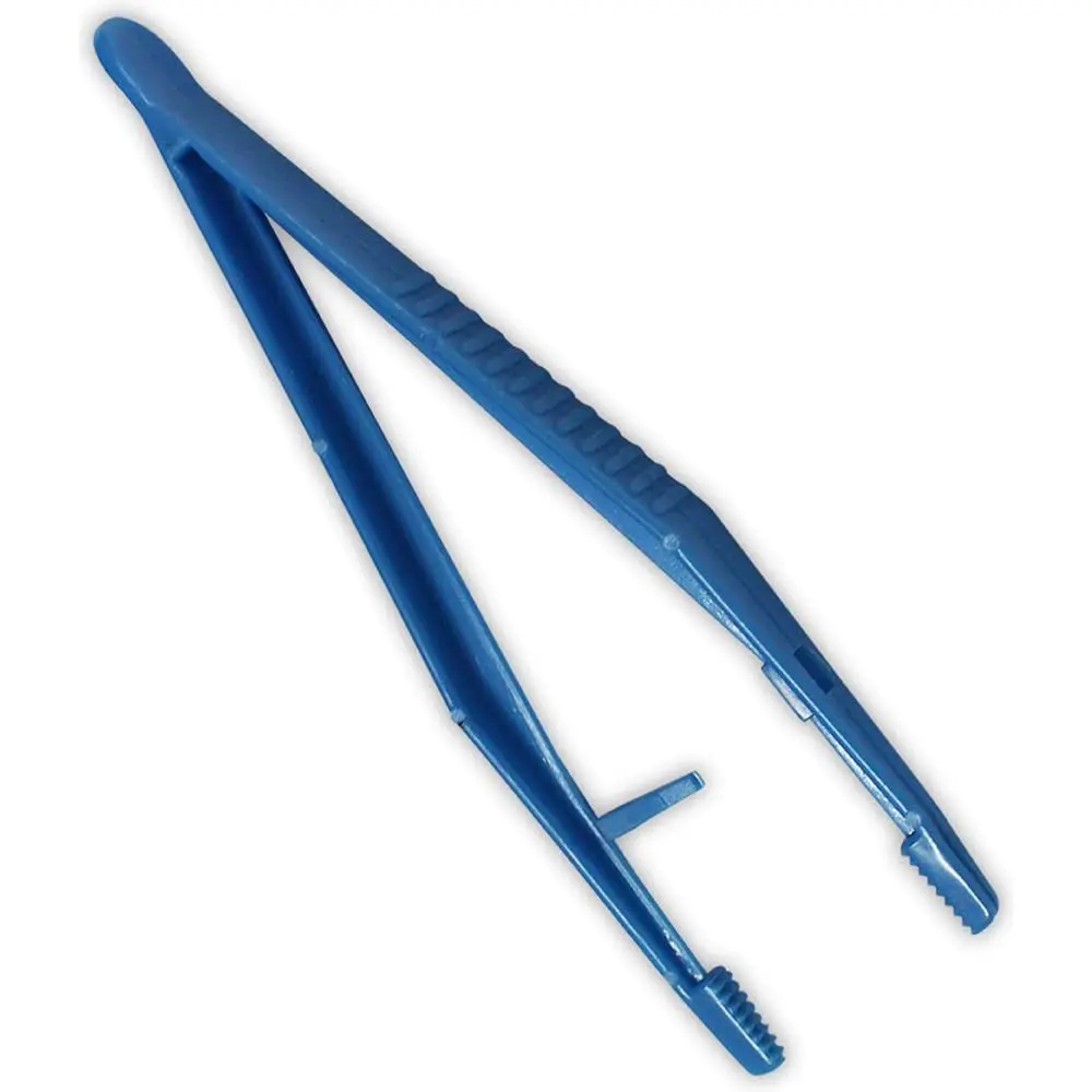 4.25" Blue Non-Magnetic Plastic Tweezer, Locking Action (Pack of: 4) - S1-30003-Z04