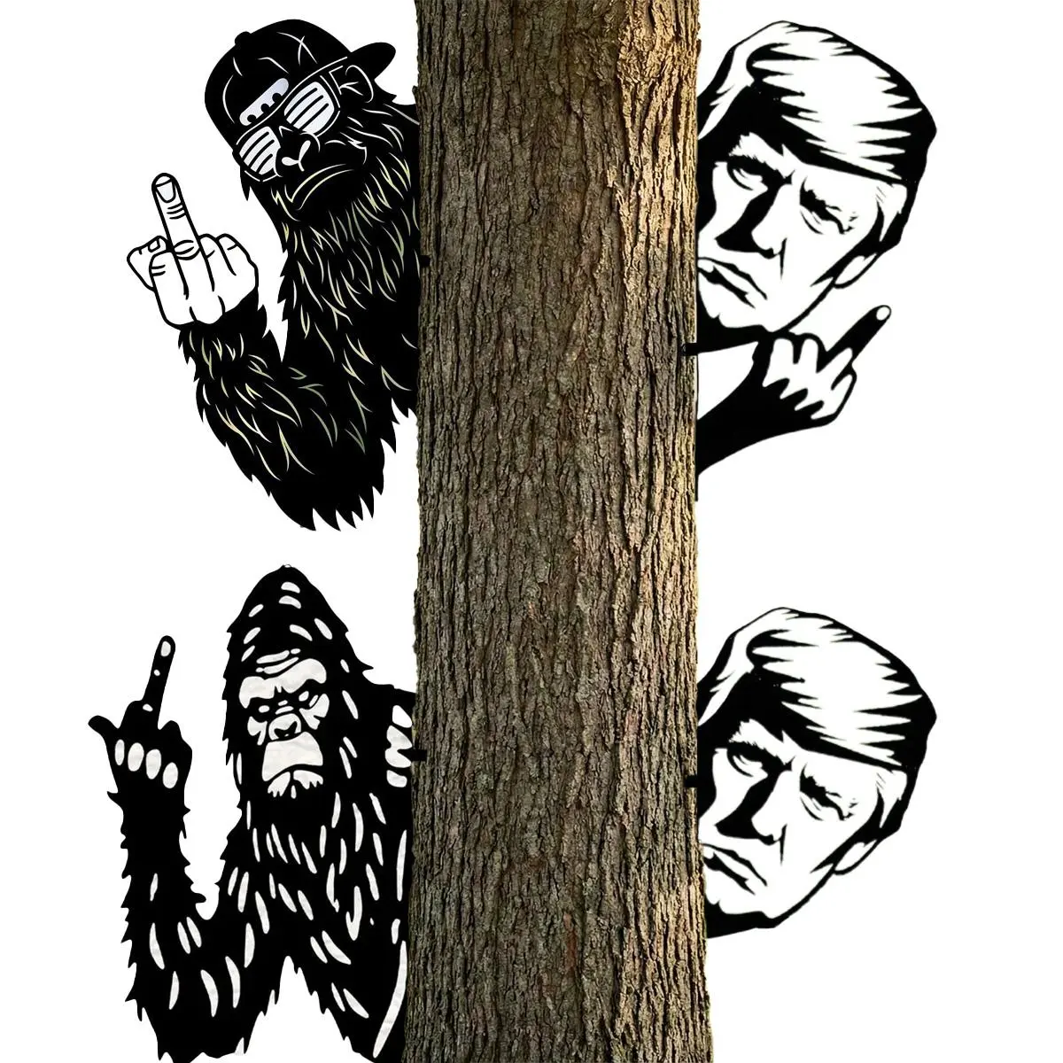 Sasquatch Metal Garden Sign, Funny Bigfoot Humorous Prank Yard Art, Peek-a-Boo Fence Decor Outdoor Home Decoration Gift Idea Weatherproof Statue, Garden Statue
