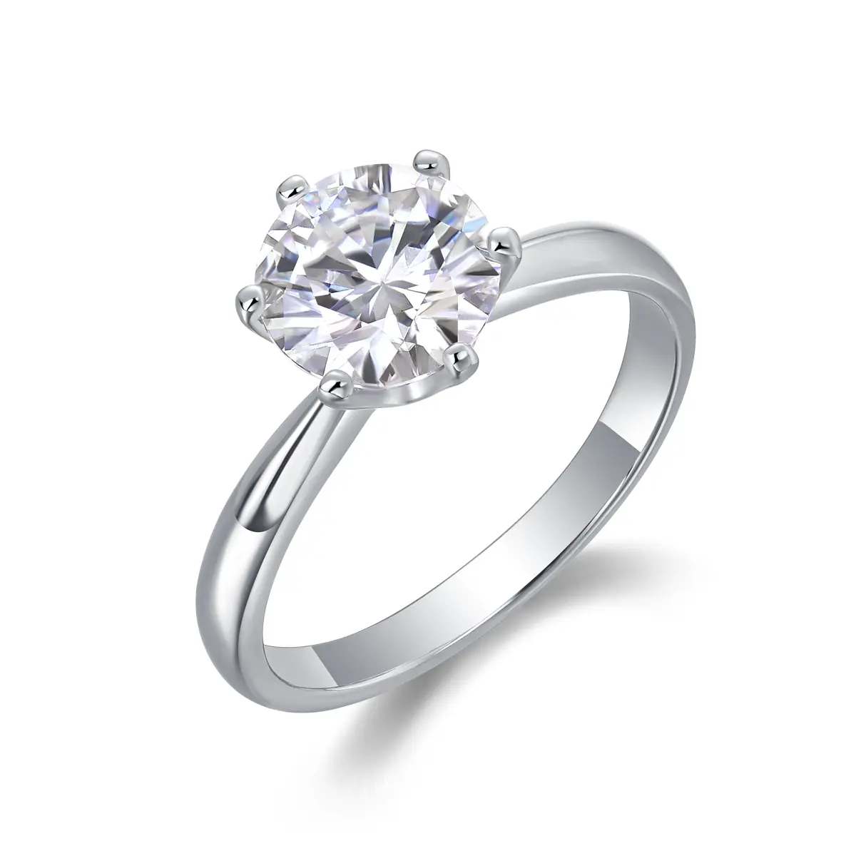 Fifty8 | 1ct GRA Certificate H-VVS1 Moissanite Diamond Ring – 6-Prong, Excellent Cut, Sterling Silver, Perfect for Romantic Moments Synthetic Round Brilliant