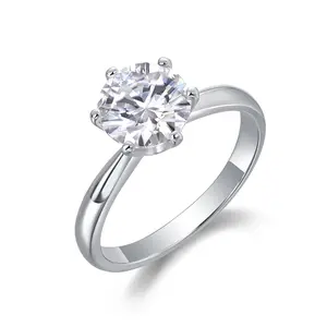 Fifty8 | 1ct GRA Certificate H-VVS1 Moissanite Diamond Ring – 6-Prong, Excellent Cut, Sterling Silver, Perfect for Romantic Moments Synthetic Round Brilliant
