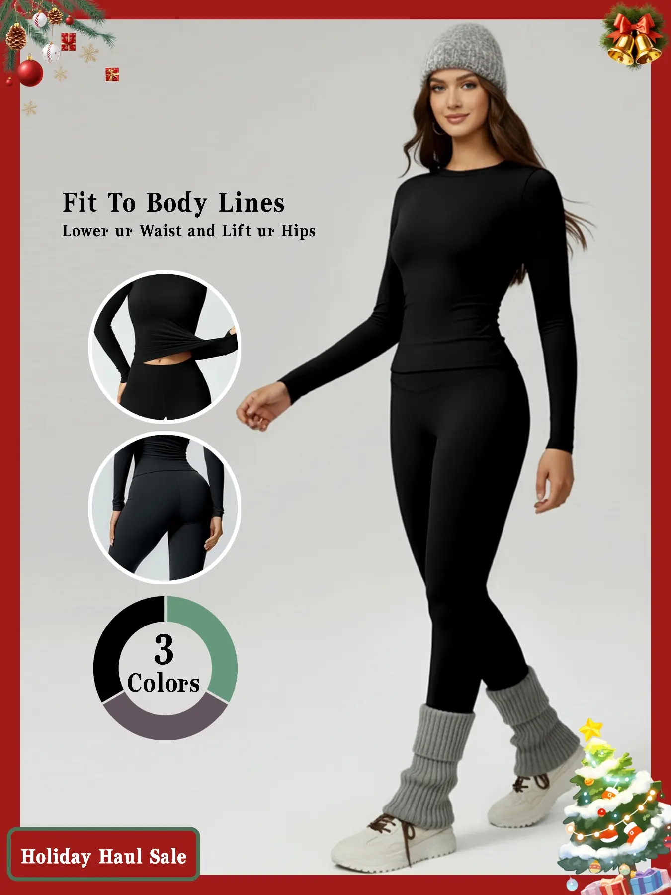 Women's 2-Piece Fitness Activewear Set, Solid Long Sleeve Seamless Nylon Sweatsuit with Waist Cinch for Yoga & Running, Sportswear Set