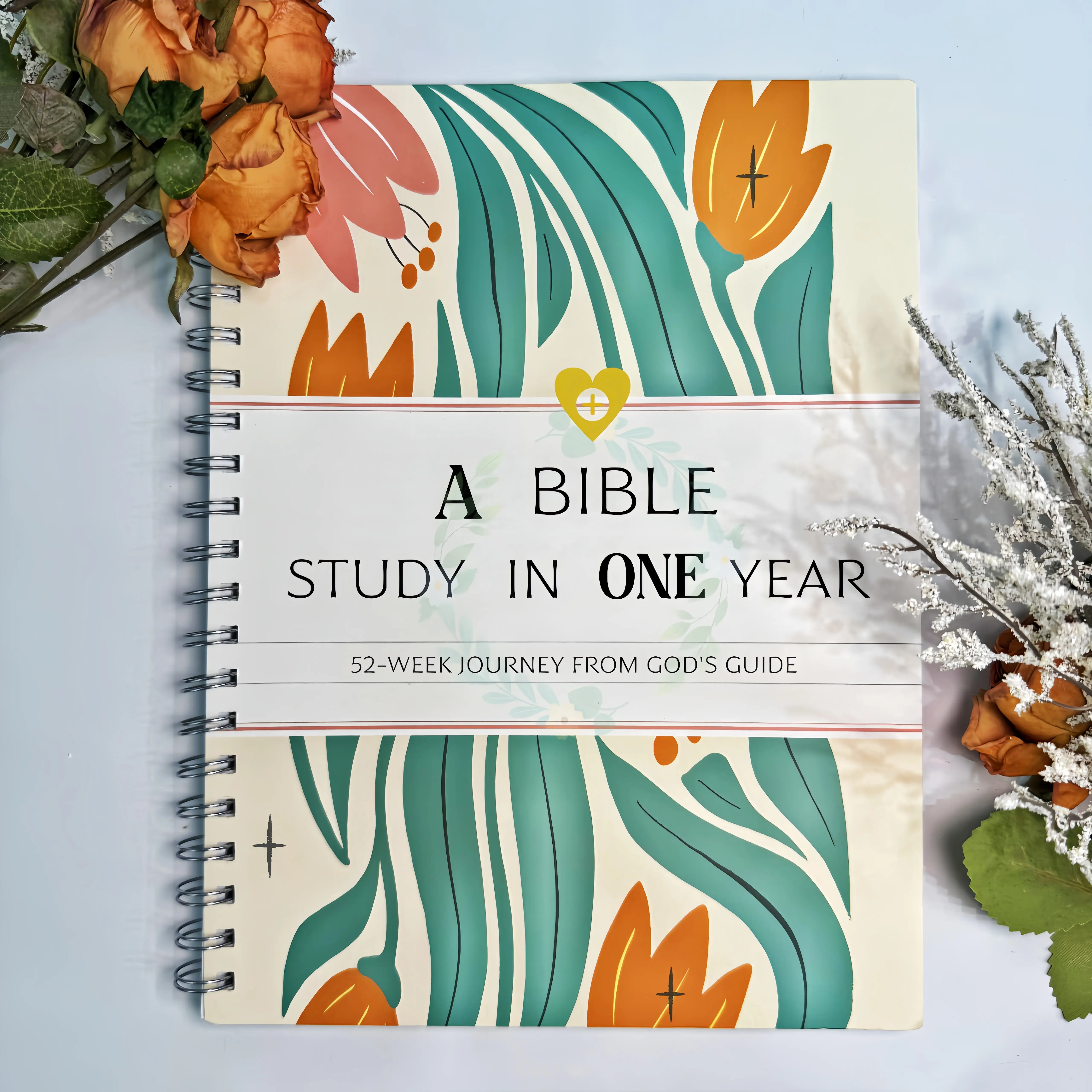 A Bible Study in one Year :52-Week Study Daily Prayer and Notes Set, Spiritual Journey Gift for Men and Women, Faith-Inspiring Bible Journal, Workboo