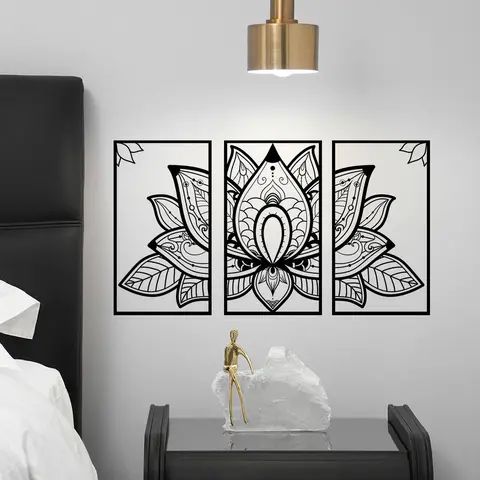 Lotus Flower Hanging Wall Art, DIY Spring Lotus Pattern Wall Sticker, Wall Decal for Home Living Room Yoga Studio Decoration, Decorating, Mean Girls Decorations, Mandala Decals, Decorative Stickers, Wall Art Stickers